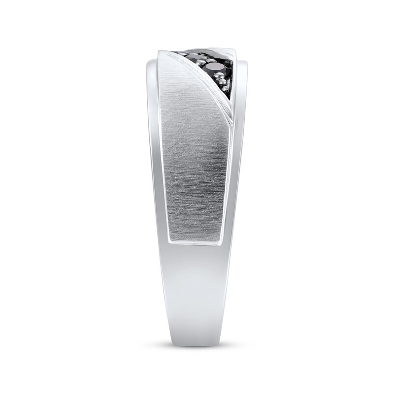 Main Image 2 of Now + Forever Men's Black Diamond Wedding Band 1/5 ct tw Round-cut 10K White Gold