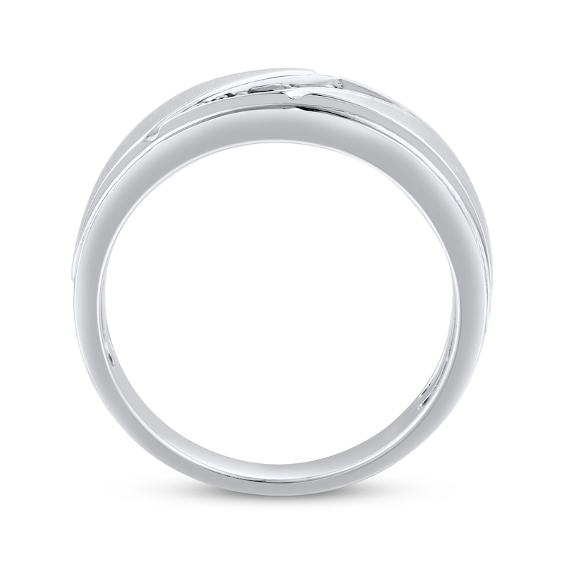 Main Image 3 of Now + Forever Men's Black Diamond Wedding Band 1/5 ct tw Round-cut 10K White Gold