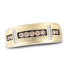 Thumbnail Image 0 of Men's Brown & White Diamond Wedding Band 1/3 ct tw Round-cut 10K Yellow Gold