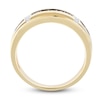 Thumbnail Image 2 of Men's Brown & White Diamond Wedding Band 1/3 ct tw Round-cut 10K Yellow Gold