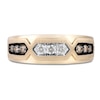 Thumbnail Image 1 of Men's Brown & White Diamond Wedding Band 1/2 ct tw Round-cut 10K Yellow Gold