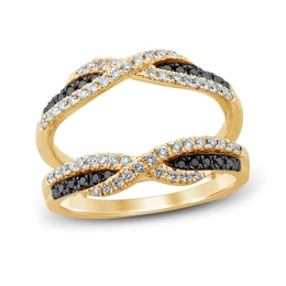 Now + Forever Black & White Diamonds 1/2 ct tw Enhancer Ring 14K Yellow Gold