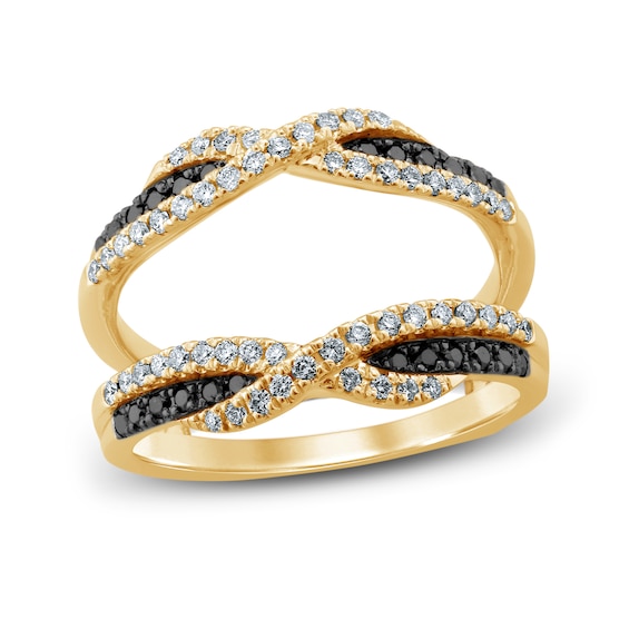 Now + Forever Black & White Diamonds 1/2 ct tw Enhancer Ring 14K Yellow Gold