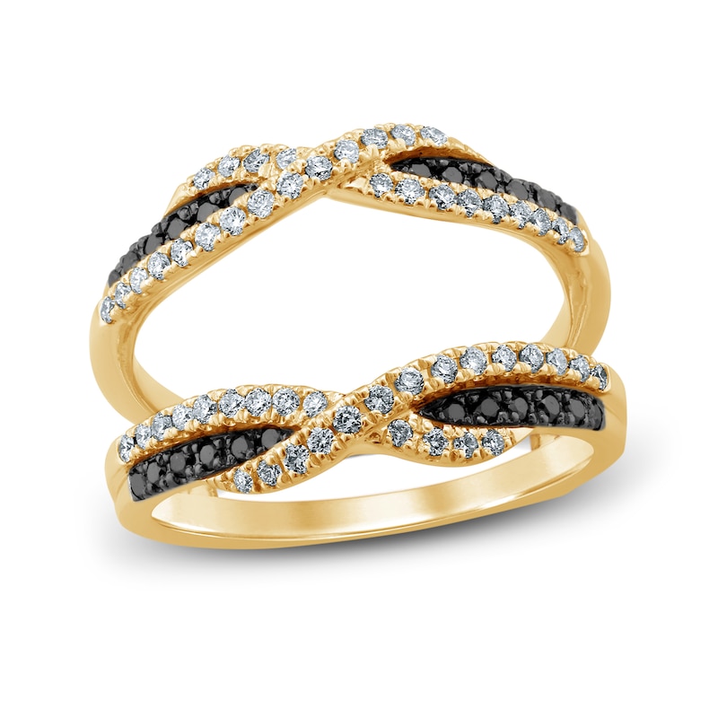 Main Image 1 of Now + Forever Black & White Diamonds 1/2 ct tw Enhancer Ring 14K Yellow Gold