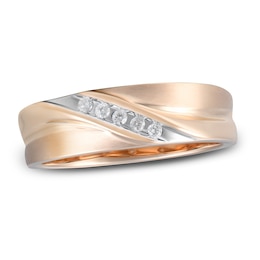 Now + Forever Men's Diamond Wedding Band 1/15 ct tw Round-cut 10K Rose Gold