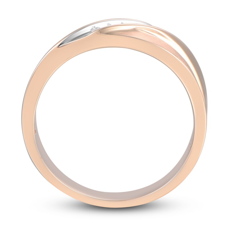 Main Image 2 of Now + Forever Men's Diamond Wedding Band 1/15 ct tw Round-cut 10K Rose Gold