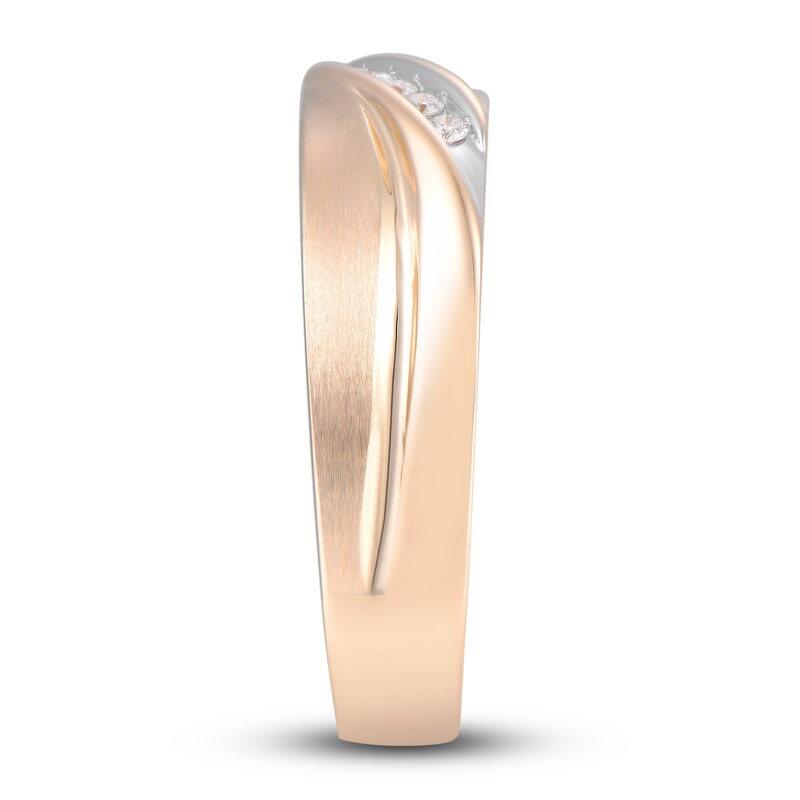 Main Image 3 of Now + Forever Men's Diamond Wedding Band 1/15 ct tw Round-cut 10K Rose Gold