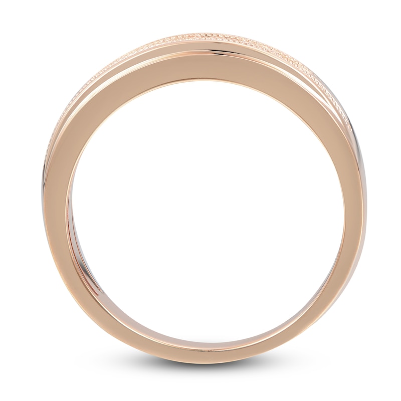 Main Image 2 of Now + Forever Men's Diamond Wedding Band 1/10 ct tw Round-cut 10K Rose Gold