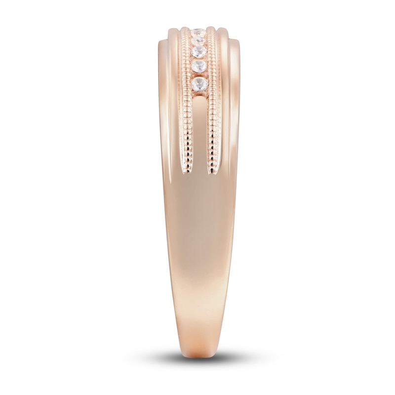 Main Image 3 of Now + Forever Men's Diamond Wedding Band 1/10 ct tw Round-cut 10K Rose Gold