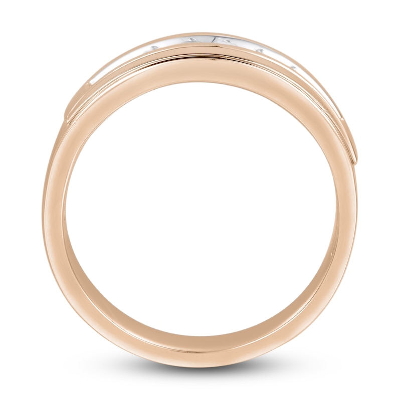 Main Image 2 of Now + Forever Men's Diamond Wedding Band 1/4 ct tw Round-cut 10K Rose Gold