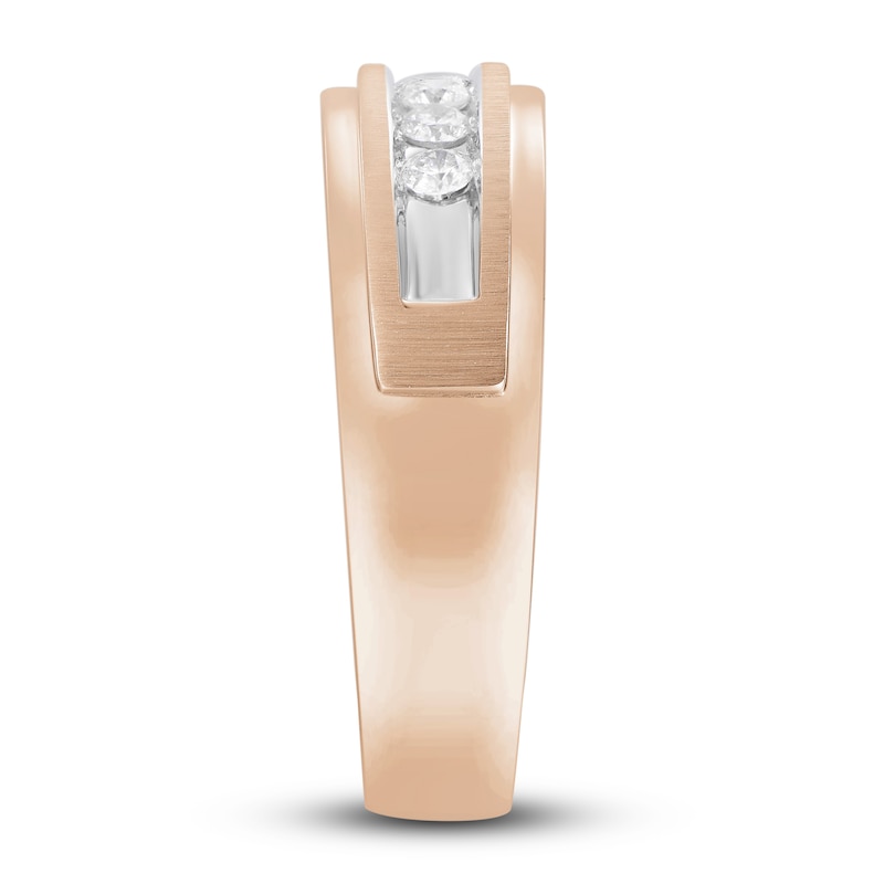 Main Image 3 of Now + Forever Men's Diamond Wedding Band 1/4 ct tw Round-cut 10K Rose Gold