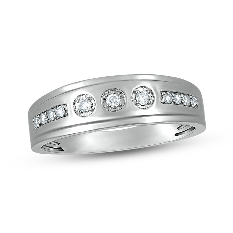 Men's Diamond Wedding Band 1/5 ct tw 10K White Gold