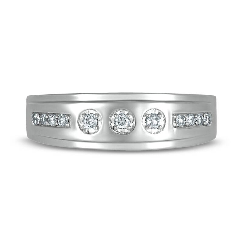 Men's Diamond Wedding Band 1/5 ct tw 10K White Gold