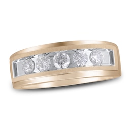 Now + Forever Men's Five-Stone Diamond Wedding Band 1 ct tw Round-cut 10K Rose Gold