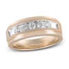 Thumbnail Image 1 of Now + Forever Men's Five-Stone Diamond Wedding Band 1/2 ct tw Round-cut 10K Rose Gold