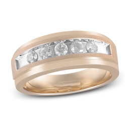 Now + Forever Men's Five-Stone Diamond Wedding Band 1/2 ct tw Round-cut 10K Rose Gold