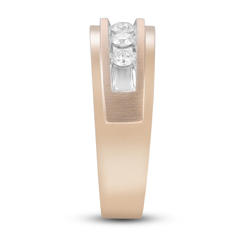 Main Image 3 of Now + Forever Men's Five-Stone Diamond Wedding Band 1/2 ct tw Round-cut 10K Rose Gold