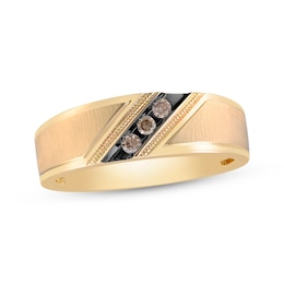 Now + Forever Men's Brown Diamond Wedding Band 1/10 ct tw Round-cut 10K Yellow Gold