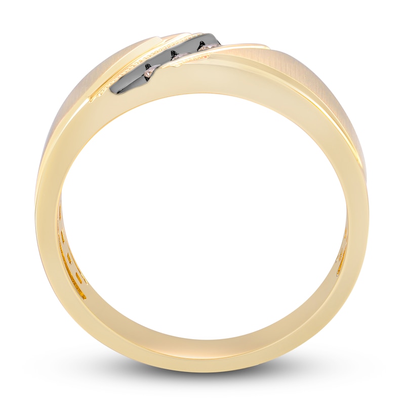 Main Image 3 of Now + Forever Men's Brown Diamond Wedding Band 1/10 ct tw Round-cut 10K Yellow Gold