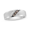 Thumbnail Image 0 of Men's Brown Diamond Wedding Band 1/10 ct tw Round-cut 10K White Gold