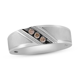 Now + Forever Men's Brown Diamond Wedding Band 1/10 ct tw Round-cut 10K White Gold