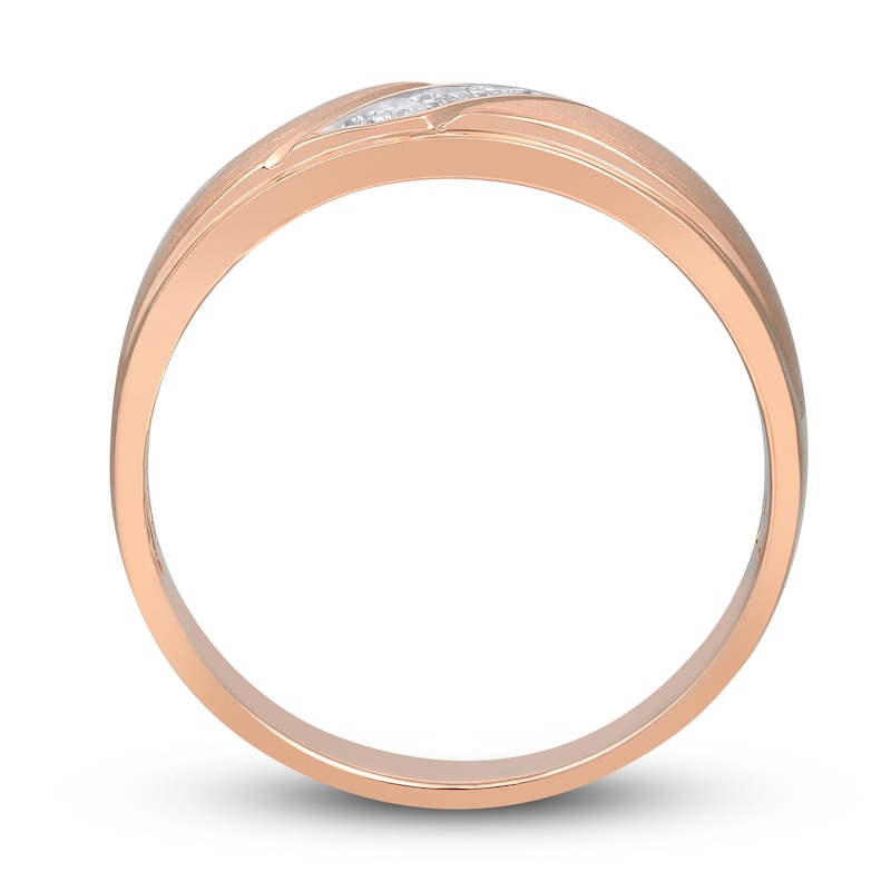 Main Image 3 of Now + Forever Men's Diamond Wedding Band 1/10 ct tw Round-cut 10K Rose Gold