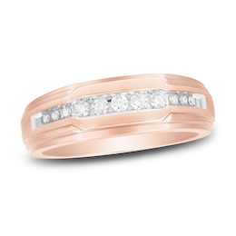 Now + Forever Men's Diamond Wedding Band 1/4 ct tw Round-cut 10K Rose Gold