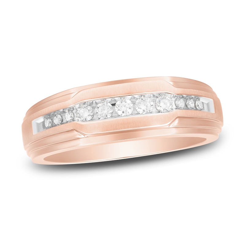 Main Image 1 of Now + Forever Men's Diamond Wedding Band 1/4 ct tw Round-cut 10K Rose Gold