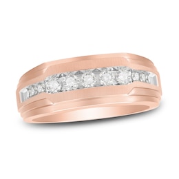 Now + Forever Men's Diamond Wedding Band 1/2 ct tw Round-cut 10K Rose Gold