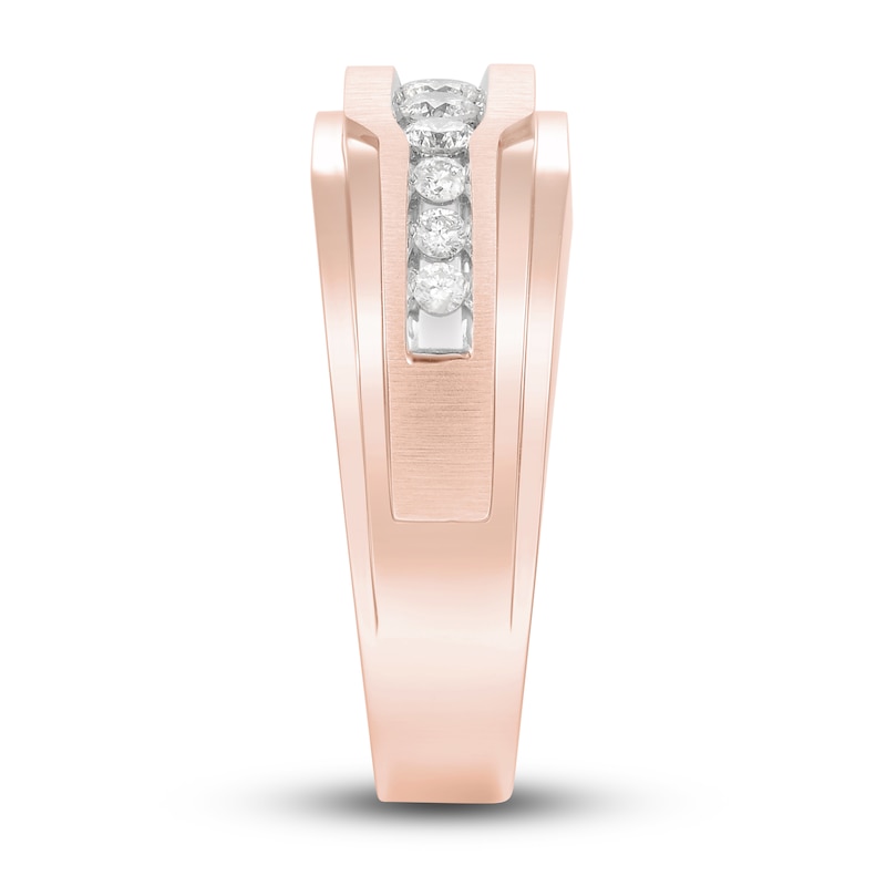 Main Image 2 of Now + Forever Men's Diamond Wedding Band 1/2 ct tw Round-cut 10K Rose Gold