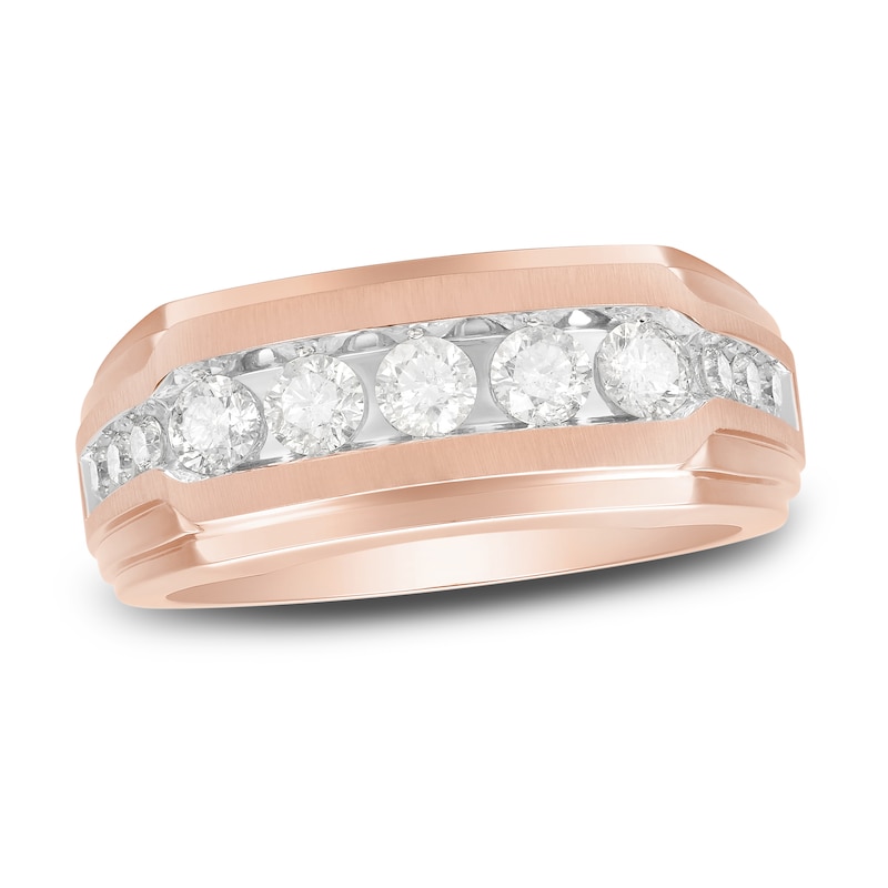 Men's Diamond Wedding Band 1 ct tw Round-cut 10K Rose Gold