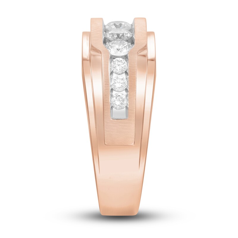 Main Image 2 of Now + Forever Men's Diamond Wedding Band 1 ct tw Round-cut 10K Rose Gold