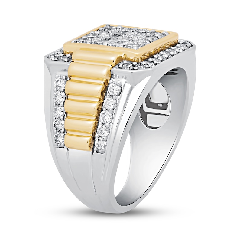 Men's Diamond Ring 2 ct tw Round-cut 10K Two-Tone Gold