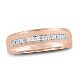 Now + Forever Men's Diamond Wedding Band 1/6 ct tw Round-cut 10K Rose Gold
