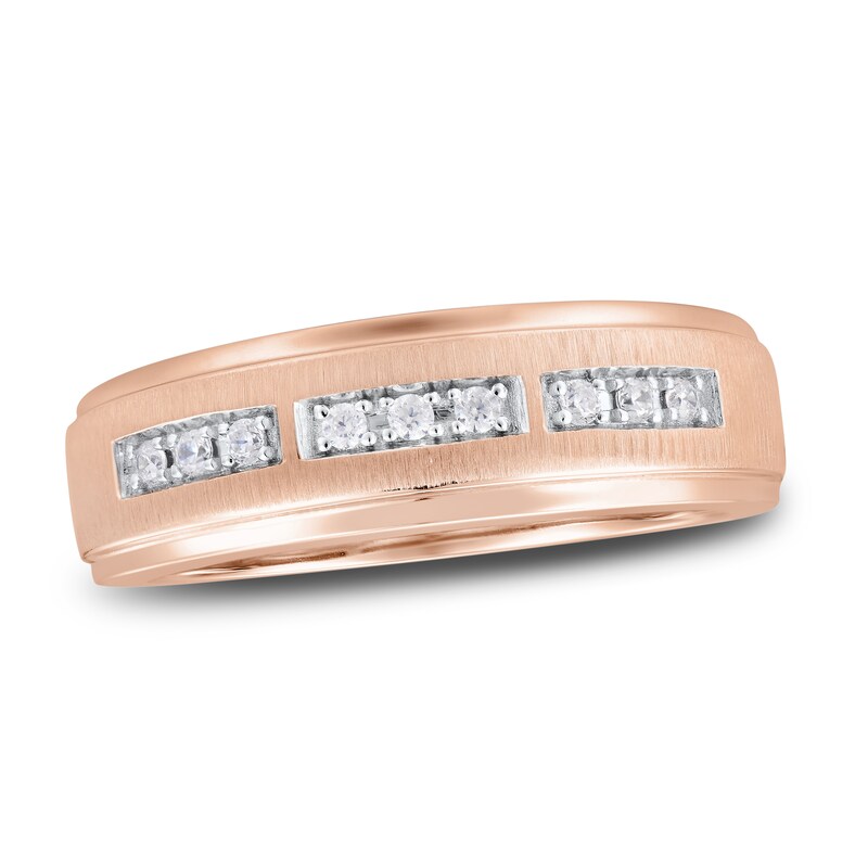 Main Image 1 of Now + Forever Men's Diamond Wedding Band 1/6 ct tw Round-cut 10K Rose Gold