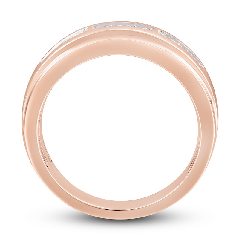 Main Image 3 of Now + Forever Men's Diamond Wedding Band 1/6 ct tw Round-cut 10K Rose Gold