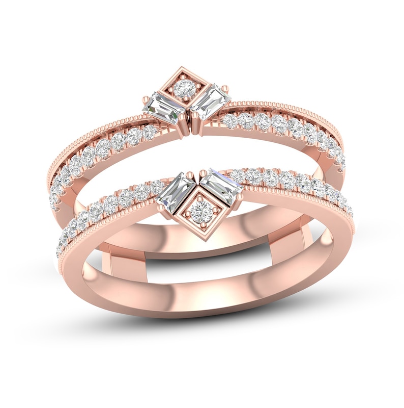 Main Image 1 of Now + Forever Diamond Enhancer Band 3/8 ct tw Round/Baguette 14K Rose Gold