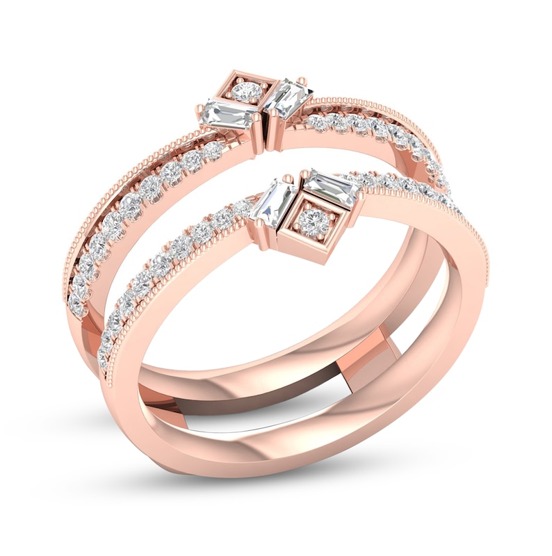 Main Image 2 of Now + Forever Diamond Enhancer Band 3/8 ct tw Round/Baguette 14K Rose Gold