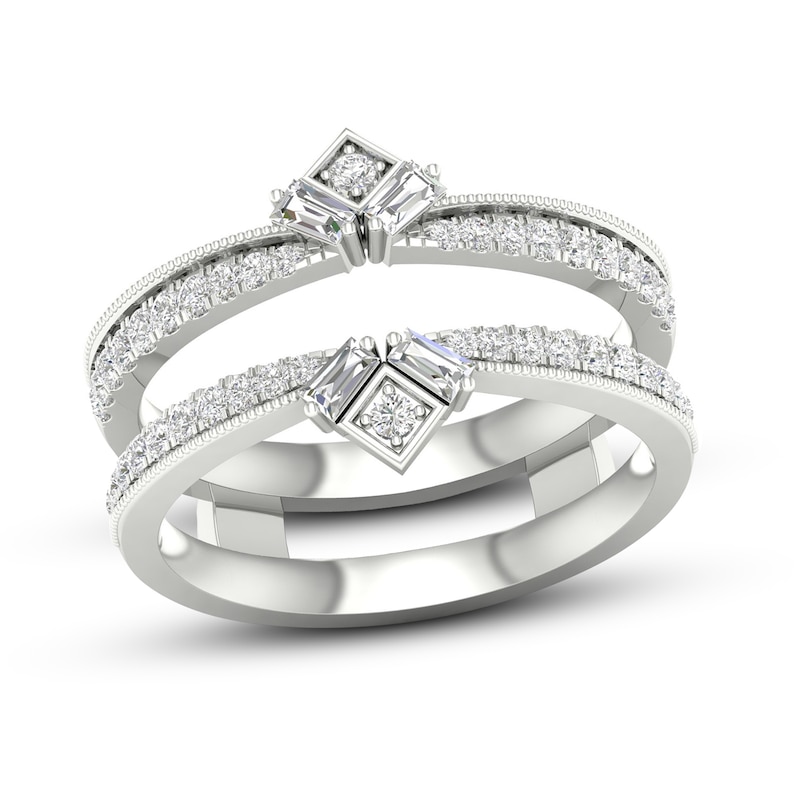 Main Image 1 of Now + Forever Diamond Enhancer Band 3/8 ct tw Round/Baguette 14K White Gold