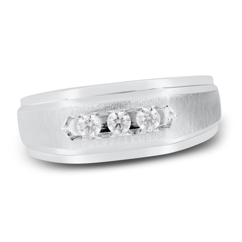 Main Image 1 of Men's Diamond Ring 1/4 ct tw Round-cut 10K White Gold