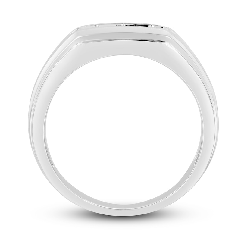 Main Image 2 of Men's Diamond Ring 1/4 ct tw Round-cut 10K White Gold