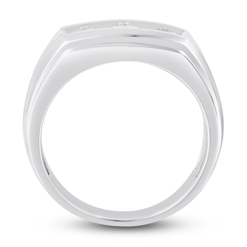 Main Image 3 of Men's Diamond Ring 1 ct tw Round-cut 10K White Gold
