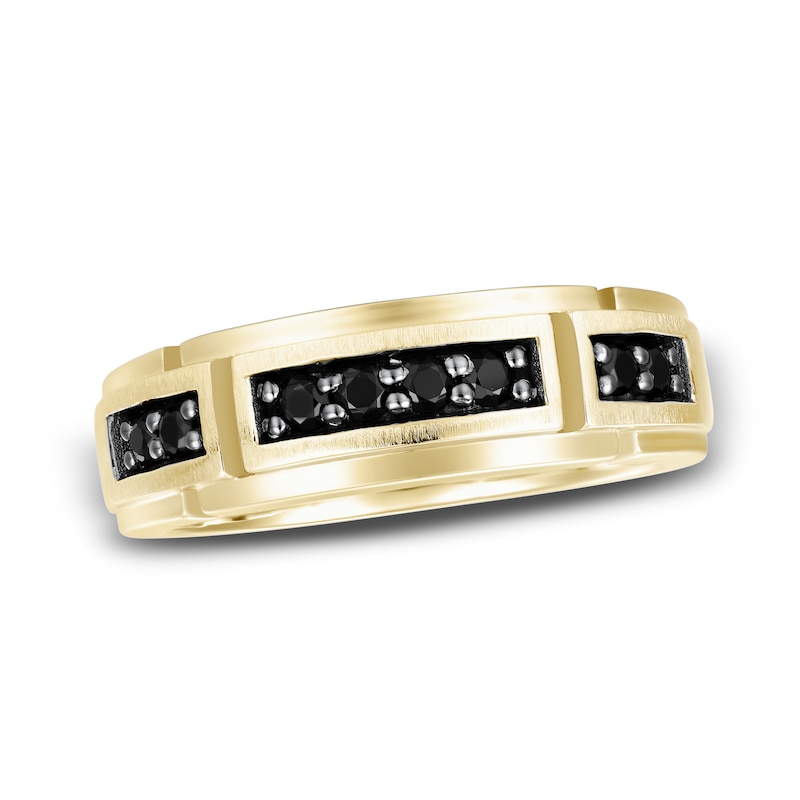 Men's Black Diamond Ring 1/3 ct tw Round-cut 10K Yellow Gold