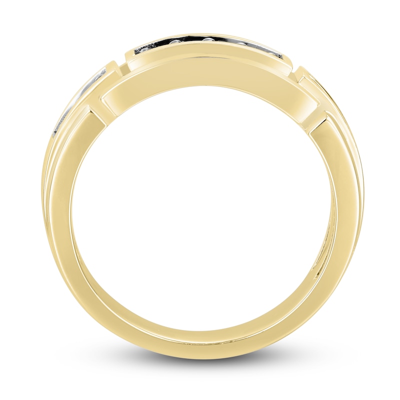 Men's Black Diamond Ring 1/3 ct tw Round-cut 10K Yellow Gold