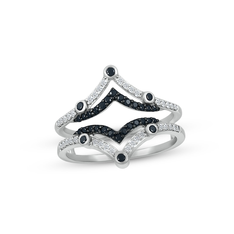 Black & White Diamond Enhancer Ring 1/4 ct tw Round-cut 10K White Gold