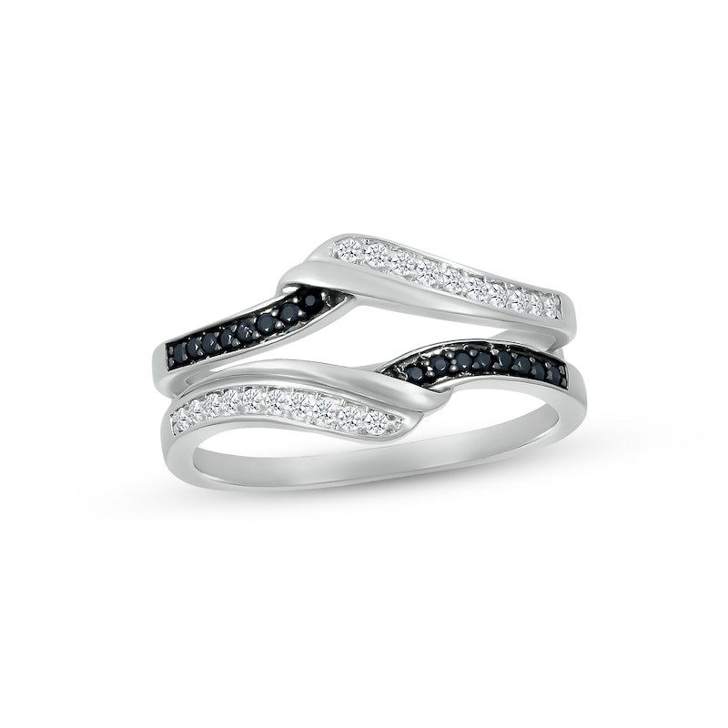 Black & White Diamond Enhancer Ring 1/3 ct tw Round-cut 10K White Gold
