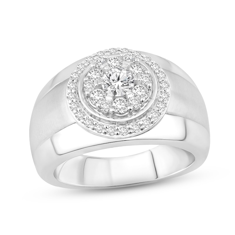 Main Image 1 of Men's Diamond Wedding Band 1 ct tw Round-cut 10K White Gold