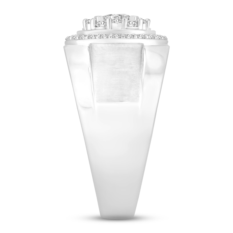 Main Image 2 of Men's Diamond Wedding Band 1 ct tw Round-cut 10K White Gold