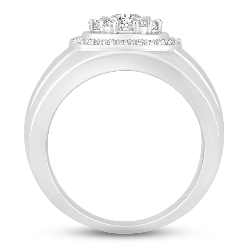 Main Image 3 of Men's Diamond Wedding Band 1 ct tw Round-cut 10K White Gold