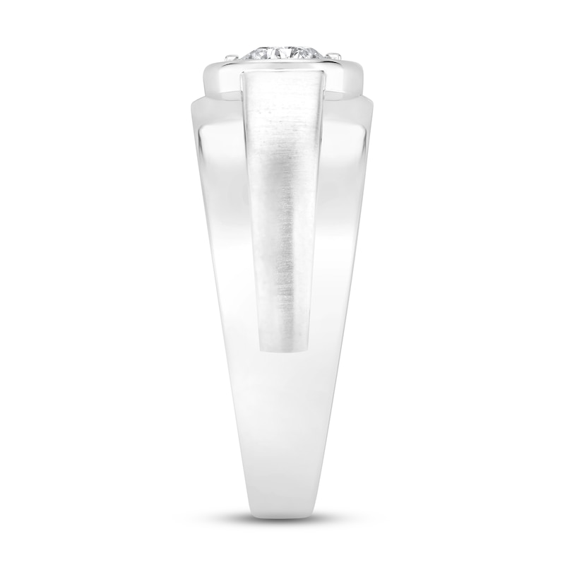 Main Image 2 of Men's Diamond Wedding Band 1/2 ct tw Round-cut 10K White Gold